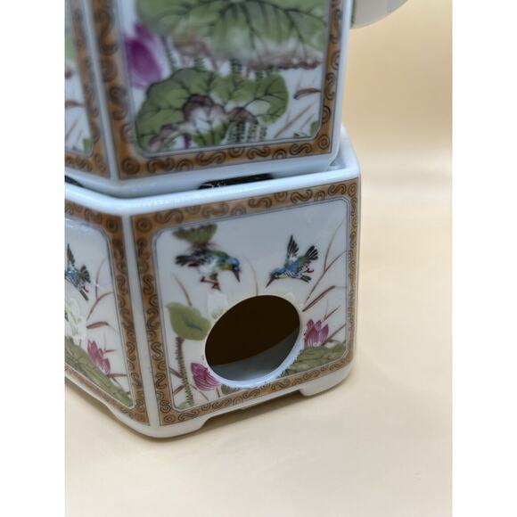 TOYO Ming Lotus & Birds Japanese Porcelain Tea Pot With Base - Picture 4 of 6